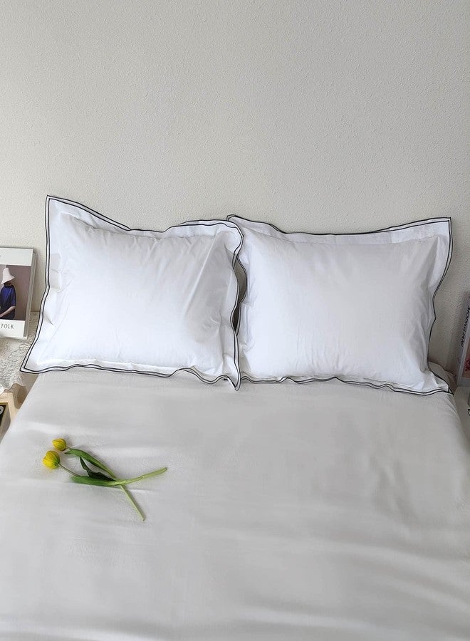 Ranznaz White Standard Pillow Shams Set of 2, 100% Cotton Embroidery Trims Pillowcases, Softer and Breathable Elegant Pillow Cover for Bedding, 20 x 26 Inches - Image 5