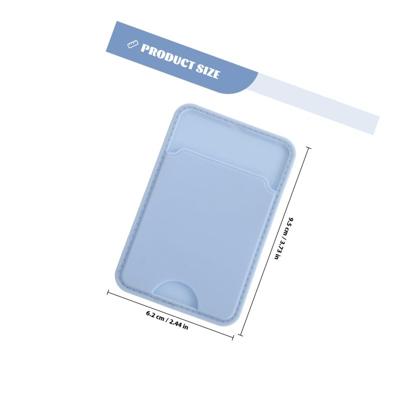 Magnetic Phone Wallet Compatible with iPhone 12 Series Light Blue Adhesive Card Holder for Cash - Image 3