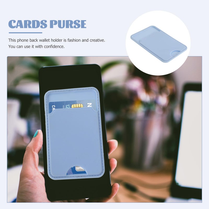 Magnetic Phone Wallet Compatible with iPhone 12 Series Light Blue Adhesive Card Holder for Cash - Image 5