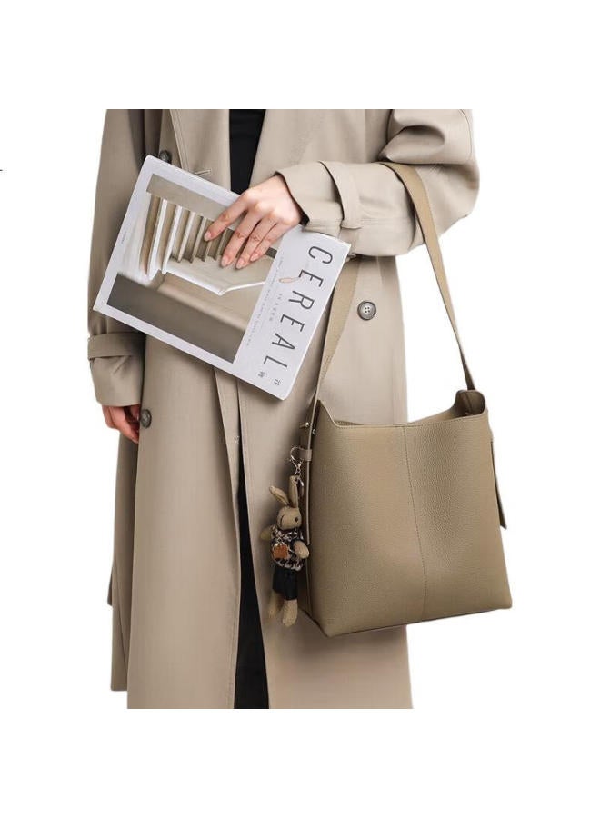 Viney Cowhide Leather Bucket Bag Women'S Large Capacity Shoulder Bag Light Luxury Crossbody Bag Birthday Gift High-End Feeling For Girlfriend Wife - Image 2