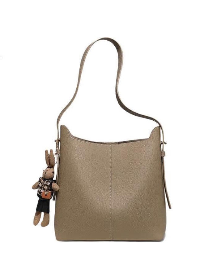Viney Cowhide Leather Bucket Bag Women'S Large Capacity Shoulder Bag Light Luxury Crossbody Bag Birthday Gift High-End Feeling For Girlfriend Wife - Image 1