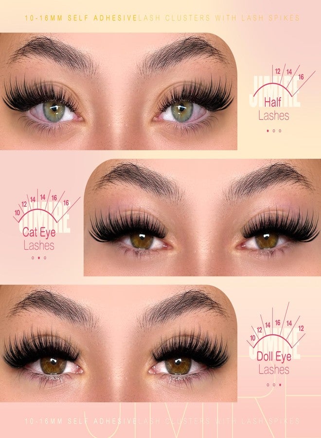 JIMIRE Self Adhesive Eyelashes Wispy Lash Clusters No Glue Needed Press on Lashes Reusable Self Adhesive Lash Clusters 10-16MM Pre-Glued Eyelash Clusters Easy to Apply 108Pcs Pack - Image 3