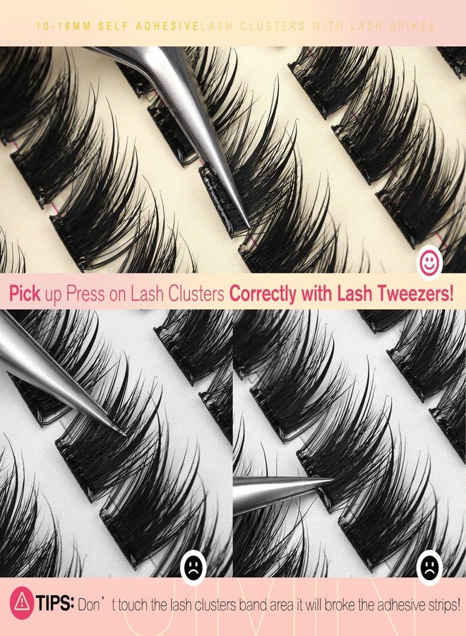 JIMIRE Self Adhesive Eyelashes Wispy Lash Clusters No Glue Needed Press on Lashes Reusable Self Adhesive Lash Clusters 10-16MM Pre-Glued Eyelash Clusters Easy to Apply 108Pcs Pack - Image 4