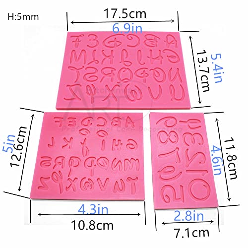 AK ART KITCHENWARE 3PCS Number and Alphabet Silicone Fondant Mold for Decorating Cake Cupcake Cookie Moulds Pastry DIY Bakery Tools SM-831 Pink - Image 4