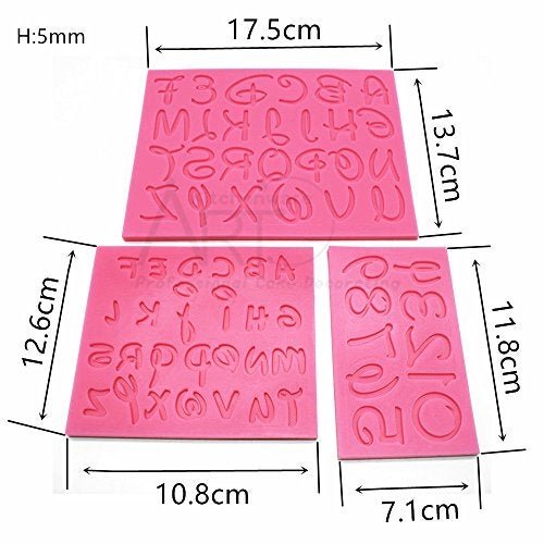 AK ART KITCHENWARE 3PCS Number and Alphabet Silicone Fondant Mold for Decorating Cake Cupcake Cookie Moulds Pastry DIY Bakery Tools SM-831 Pink - Image 5