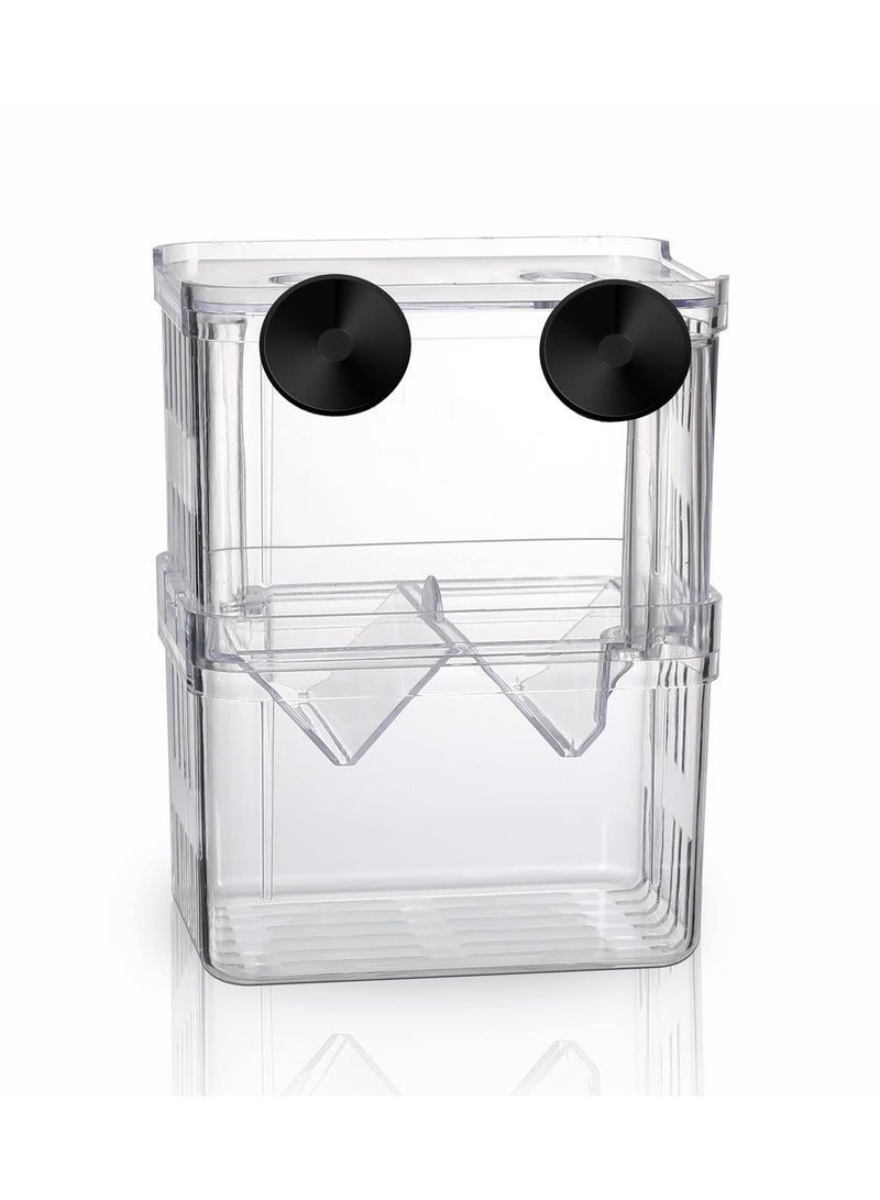 Generic Aquarium Fish Tank Hatchery Incubator Breeding Box Acrylic White Breeder Isolation Divider Hatching Boxes Accessory Small Baby Fishes Shrimp Clownfish Guppy (10x7x13 cm)  - Image 1