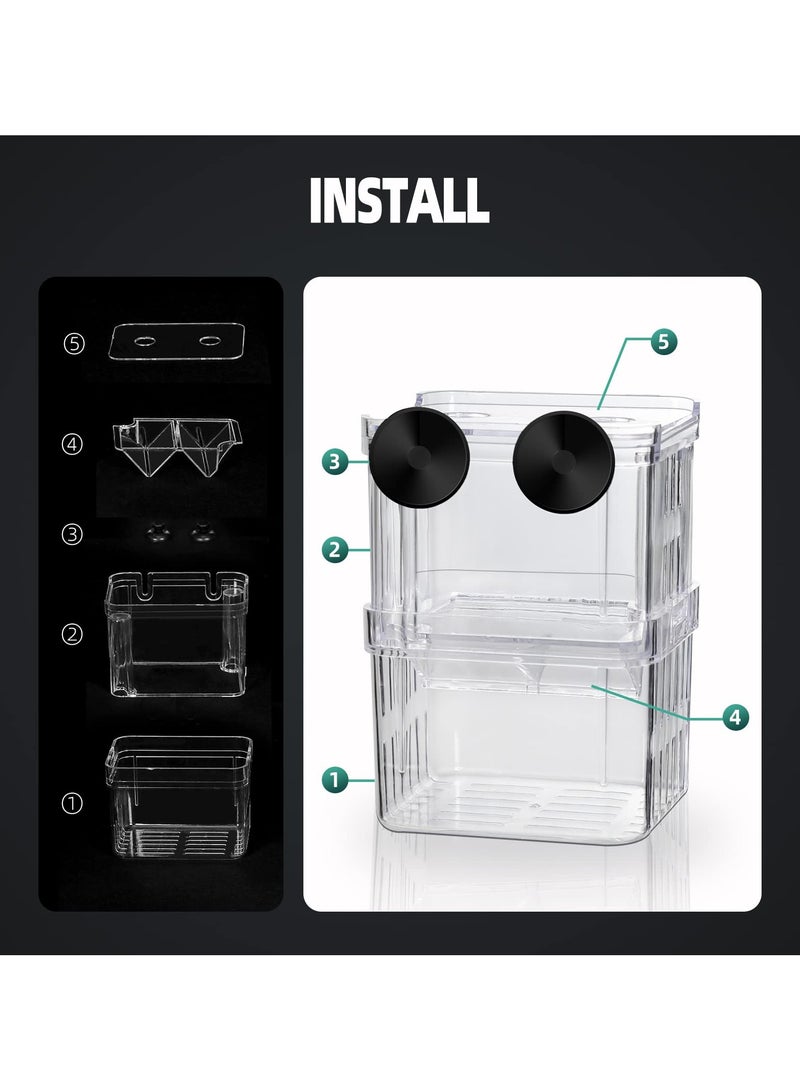 Generic Aquarium Fish Tank Hatchery Incubator Breeding Box Acrylic White Breeder Isolation Divider Hatching Boxes Accessory Small Baby Fishes Shrimp Clownfish Guppy (10x7x13 cm)  - Image 3