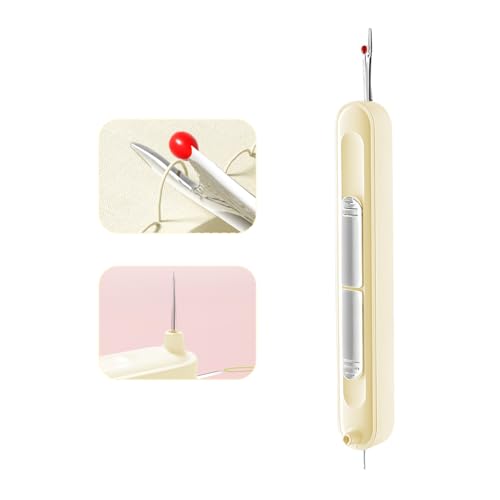 HASTHIP® 2 in 1 Needle Threader Seam Ripper, Automatic Sewing Machine Opening Machine Quilting Supplies Sewing Kit Rapid Sewing Machine Circular Sewing Machine, Beige - Image 1