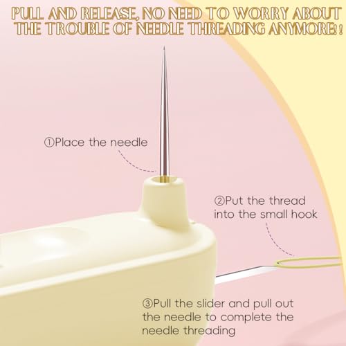 HASTHIP® 2 in 1 Needle Threader Seam Ripper, Automatic Sewing Machine Opening Machine Quilting Supplies Sewing Kit Rapid Sewing Machine Circular Sewing Machine, Beige - Image 5