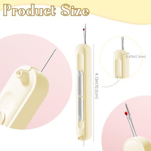 HASTHIP® 2 in 1 Needle Threader Seam Ripper, Automatic Sewing Machine Opening Machine Quilting Supplies Sewing Kit Rapid Sewing Machine Circular Sewing Machine, Beige - Image 2