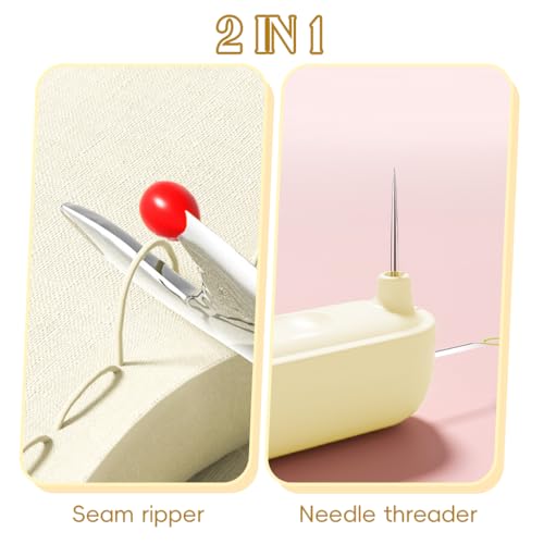 HASTHIP® 2 in 1 Needle Threader Seam Ripper, Automatic Sewing Machine Opening Machine Quilting Supplies Sewing Kit Rapid Sewing Machine Circular Sewing Machine, Beige - Image 3