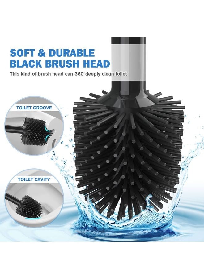 HOMESTAR Toilet Plunger and Brush Set, Silicone Toilet Brush and Plunger with Holder for 5.7-inch Toilet Drain, 2-in-1 Toilet Brush Plunger Combo with Caddy Stand (Black) - Image 4