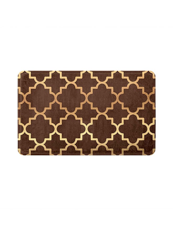 RIZARIES SuperSoft Brown Quatrefoil Door Mat, Non-slip Washable, 50 x 80cm - Image 1