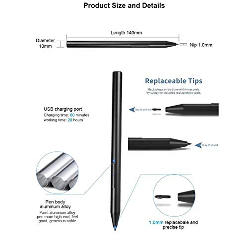 BoxWave Stylus Pen Compatible with Acer Spin 5 (Stylus Pen ActiveStudio Active Stylus 2020, Electronic Stylus with Ultra Fine Tip for Acer Spin 5 - Jet Black - Image 4