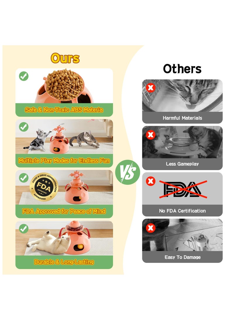 XICEN Cat Toys, Interactive 4-in-1 Cat Toy with Track Balls, Fluttering Feathers, Slow Food Dispenser, Fun & Engaging Toys for Bored Indoor Cats, Durable & Safe Interactive (pink) - Image 5