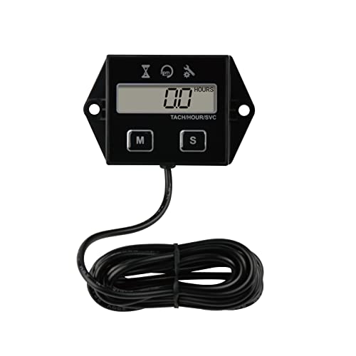 Yooreal Digital Inductive Tach Hour Meter,RPM Gauge Meter Tachometer for Lawn Mower Scooter Dirt Bike Tractor Generator Air Compressor Marine Motorcycle Snowblower Pressure Washer - Image 1
