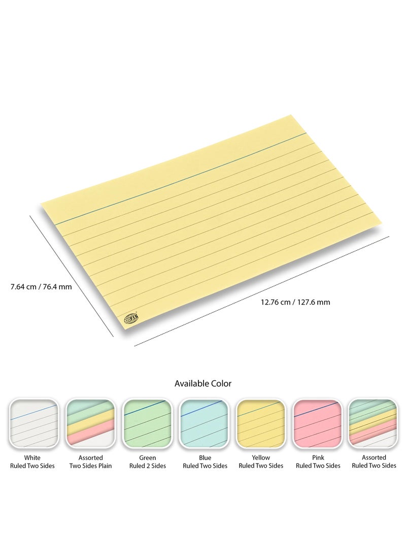 FIS® Ruled Record Cards or Index Cards, Size:5"x3" Inches (127x76mm), Two Sides Single Ruled, 180gsm, 100 Sheets Per Packet,Packet of 3 Pieces, Yellow Color-FSIC53-180YL-3 - Image 4