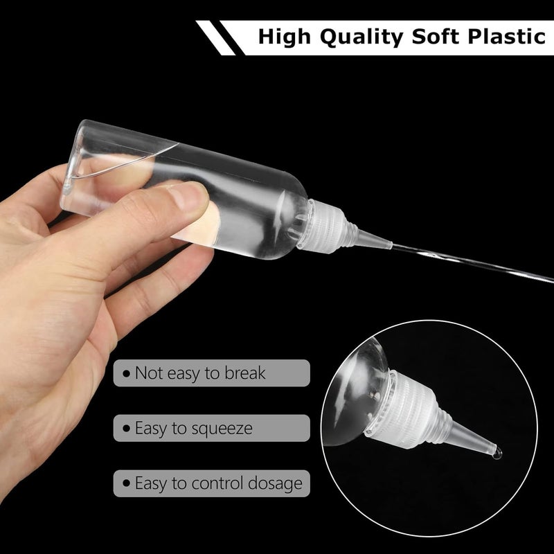 SENENQU 30 Pack Clear Squeeze Bottles with Nozzles, 100ml Plastic Squeeze Condiment Bottles with Sealed Caps, Small Glue Bottles Dispensing Bottles with Funnels for Art Painting Oil Sauce Lotion - Image 4