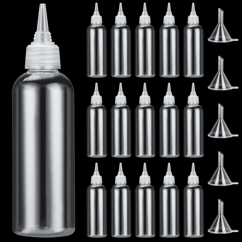 SENENQU 30 Pack Clear Squeeze Bottles with Nozzles, 100ml Plastic Squeeze Condiment Bottles with Sealed Caps, Small Glue Bottles Dispensing Bottles with Funnels for Art Painting Oil Sauce Lotion - Image 1