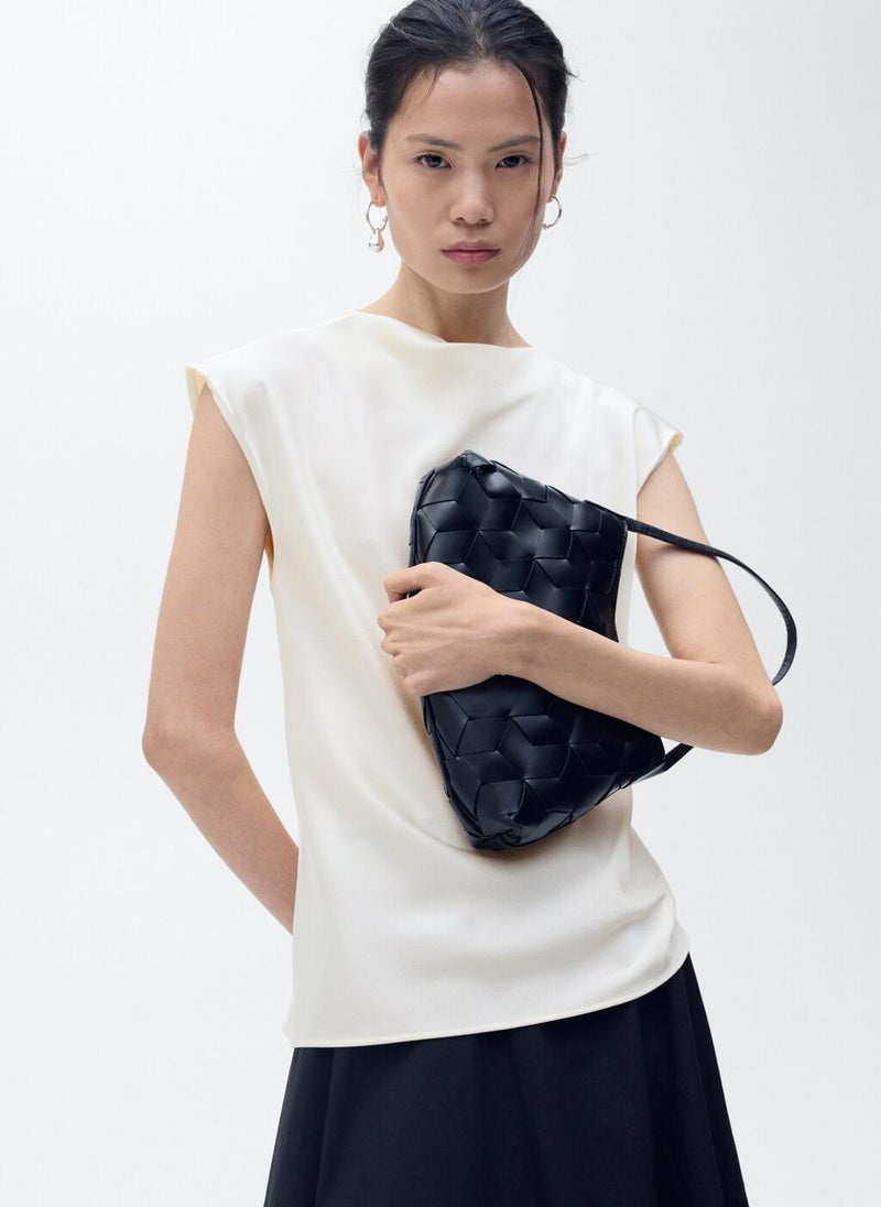 MANGO - Satin Blouse With Draped Neck - Image 1