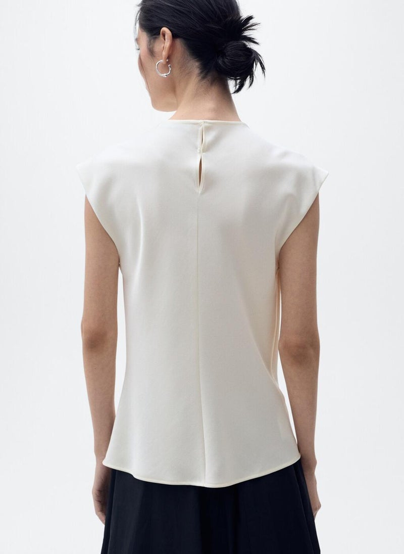 MANGO - Satin Blouse With Draped Neck - Image 1