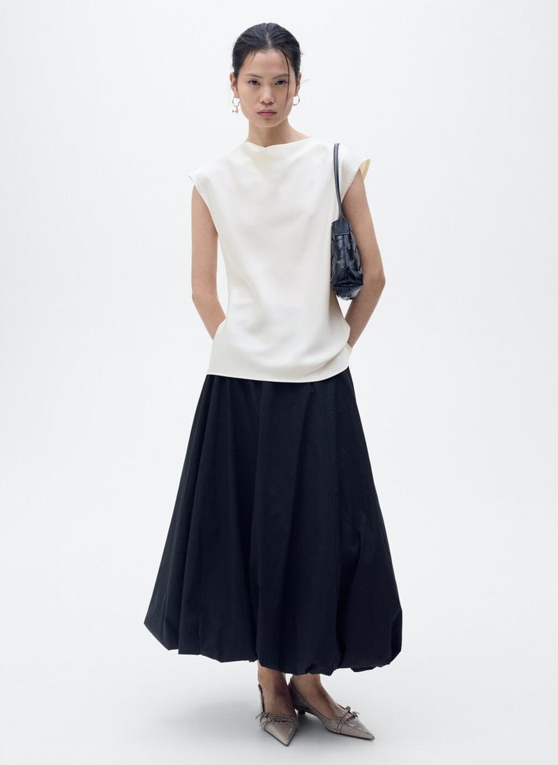 MANGO - Satin Blouse With Draped Neck - Image 1
