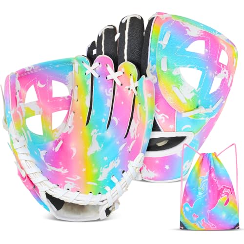 Ausletie Kids Baseball Glove,Softball Gloves,Baseball Softball Mitt for Kids Girls Toddlers, Tee Ball Glove for Training and Beginner, Left Hand Glove, Right Hand Throw - Image 1
