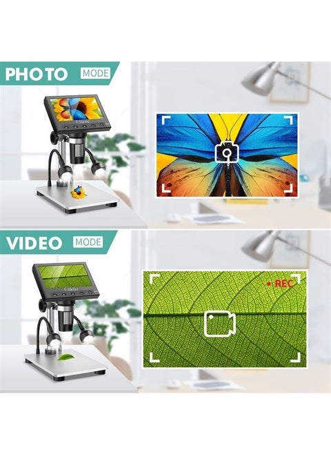 EDM4S Coin Microscope for Error Coins, 4.3'' 1000X LCD Digital Microscope with Screen 1080P USB Microscope Camera, 10 LED Fill Lights, Metal Stand, PC View, Compatible with Windows/Os