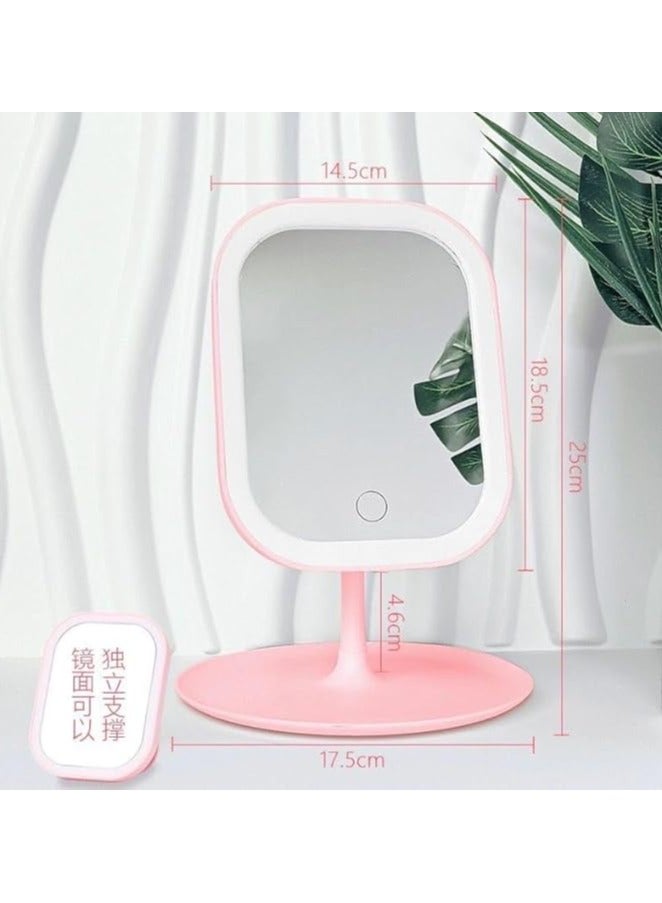 مرايا زينة، مرآة مكياج LED مع لمبة إضاءة، أداة تجميل، شحن USB، مرايا زينة ملونة لسطح المكتب، دوارة، تعتيم قابل للتعديل - Image 2