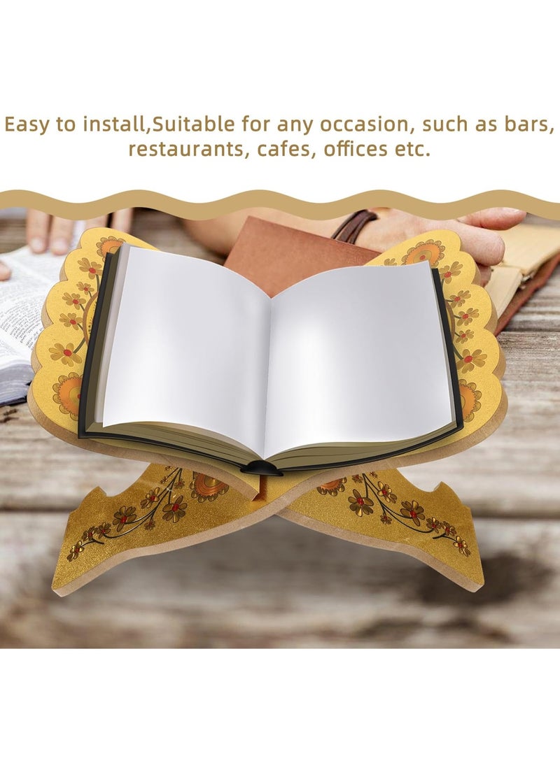 توب ون حامل كتاب قابل للطي من الخشب، حامل مصحف وكتاب مقدس، رف قراءة للمسلمين، حامل عرض للمجلات وكتاب الطهي، مثالي للعرض والقراءة والصلاة في المصلى - Image 3