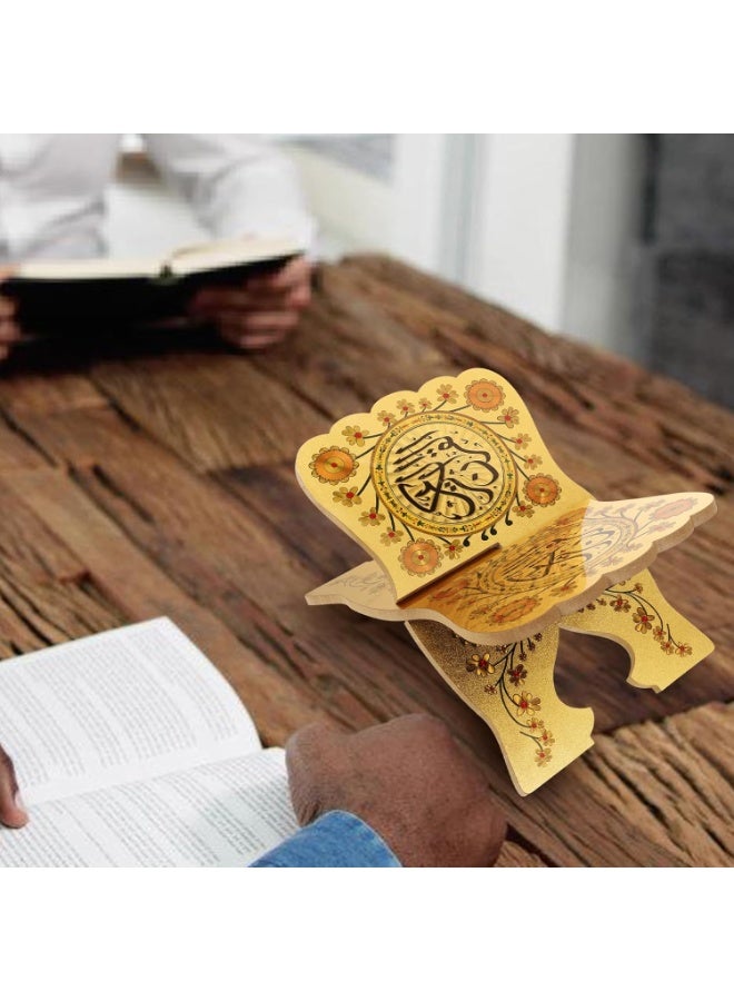 توب ون حامل كتاب قابل للطي من الخشب، حامل مصحف وكتاب مقدس، رف قراءة للمسلمين، حامل عرض للمجلات وكتاب الطهي، مثالي للعرض والقراءة والصلاة في المصلى - Image 2