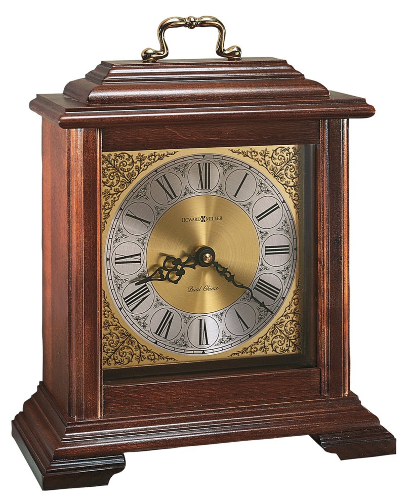 Howard Miller Howard Miller Medford Mantel Clock  Battery Operated Analog Clock with Roman Numerals Vintage Table Clock for Living Room Bedroom Decor Office or Desk Elegant Wood Finish Room Decor 