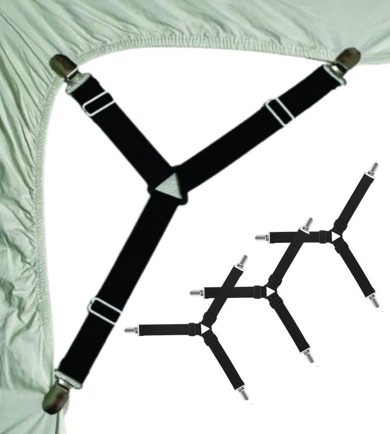 Olpad Olpad Bed Sheet Straps, Adjustable Elastic Fasteners with Metal Clips, Keep Fitted Sheet in Place Bedding Holder, Easy Install Suspenders, Firm Tight Accessories, No Mattress Flipping Required  - Image 2
