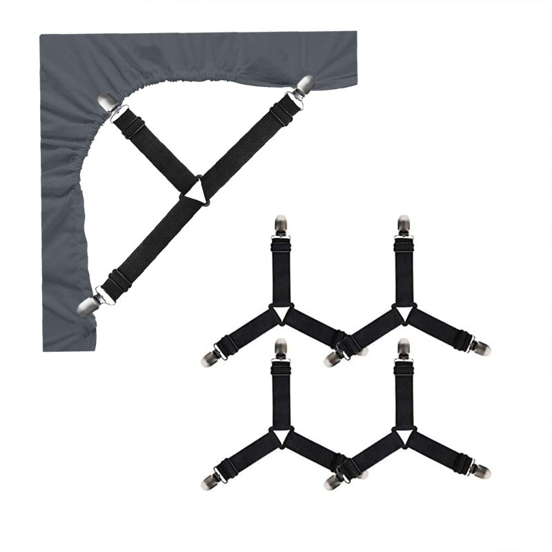 Olpad Olpad Bed Sheet Straps, Adjustable Elastic Fasteners with Metal Clips, Keep Fitted Sheet in Place Bedding Holder, Easy Install Suspenders, Firm Tight Accessories, No Mattress Flipping Required  - Image 1