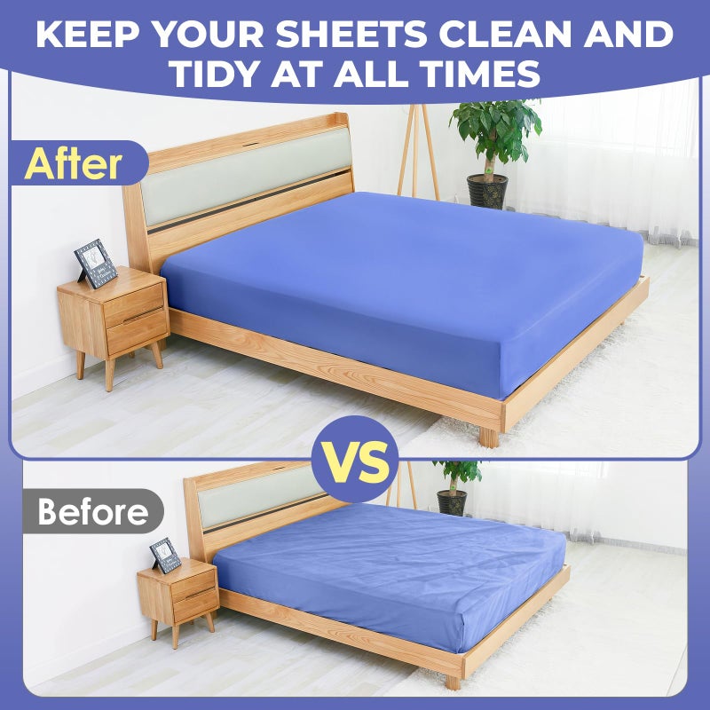 Olpad Olpad Bed Sheet Straps, Adjustable Elastic Fasteners with Metal Clips, Keep Fitted Sheet in Place Bedding Holder, Easy Install Suspenders, Firm Tight Accessories, No Mattress Flipping Required  - Image 5