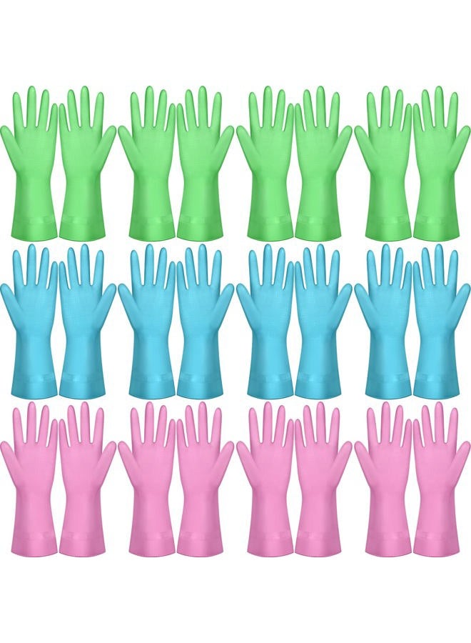 Yoande 12 Pairs Dishwashing Rubber Gloves Rubber Kitchen Gloves Reusable Cleaning Waterproof Household Gloves for Cleaning Washing Working Painting - Image 1