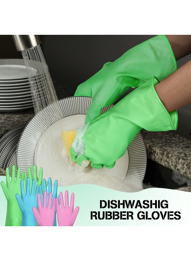 Yoande 12 Pairs Dishwashing Rubber Gloves Rubber Kitchen Gloves Reusable Cleaning Waterproof Household Gloves for Cleaning Washing Working Painting - Image 5
