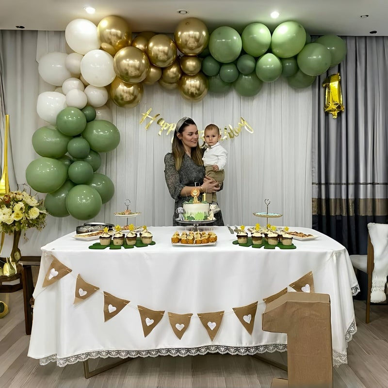 Isndare Dusty Sage Green and Gold Balloons, 12 Inch Retro Olive Green White Gold Latex Muted Balloon Set for Girls Birthday Wedding Jungle Baby Bridal Shower Camp Bachelorette House Warming Party Decorations - Image 3