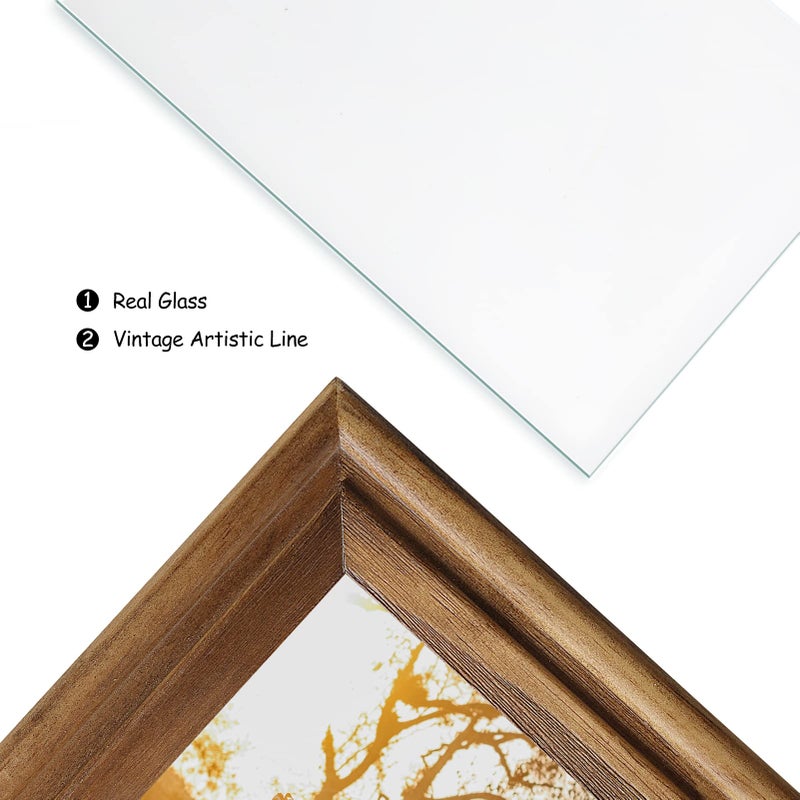 Tamolus 4x6 Double Hinged Picture Frame Folding Photo Frame Horizontal and Vertical in Distressed Farmhouse Wood Grain Pine Wood with Real Glass for Tabletop X2-MU-HS46 - Image 4