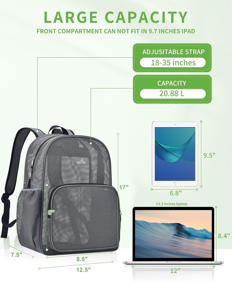 MAYTREE Mesh Backpack for School Beach Swimming Outdoor Fitness, Heavy Duty Mesh Bookbag with Sturdy Mesh Material - Image 4