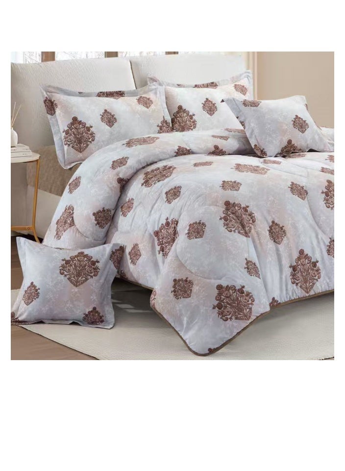 بلو سكاي مفرش سرير نفرين فخم من المايكروفايبر 100% ، غطاء سرير ، قابل للإستخدام على الوجهين، طقم مفارش بحشوة دبل  ، طقم نوم يتكون من 6 قطع ( مفرش بحشوة + شرشف مطاط للمرتبة + واقي مخدة + كيس مخدة + وسادة مربعة + كيس للوسادة المربعة  ) مقاس المفرش 240X260 سم ومقاس المغاط 200x200 سم ( اللون نفس الصورة) - Image 2