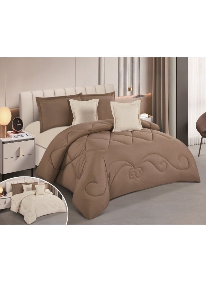 SMART HOME Luxury Hotel Bedding Set – 6-Piece Duvet Cover Set – Bedding Set Includes: Duvet Cover with Filling, Fitted Sheet, 2 Pillowcases, and 2 Square Cushion Covers – Soft and Comfortable Sleeping Set – Duvet Cover Size: 250X230 cm - Image 1