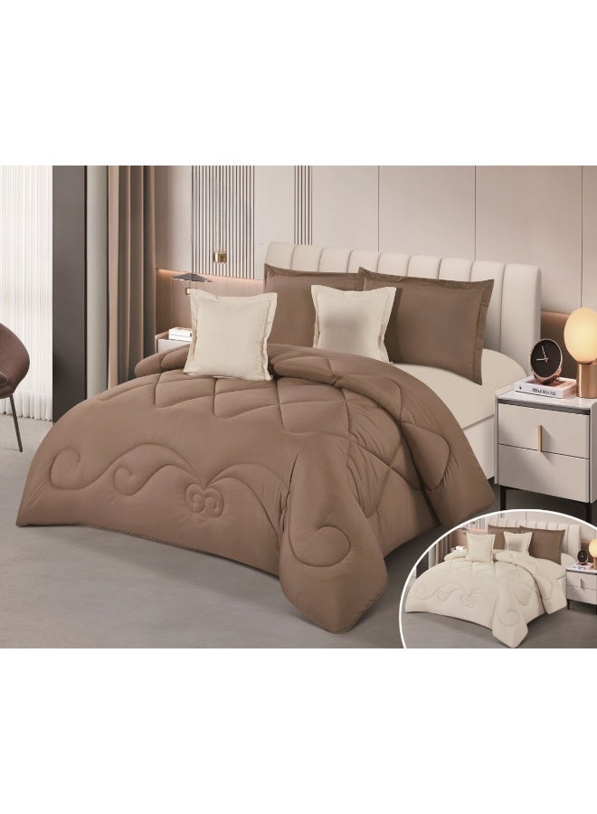 SMART HOME Luxury Hotel Bedding Set – 6-Piece Duvet Cover Set – Bedding Set Includes: Duvet Cover with Filling, Fitted Sheet, 2 Pillowcases, and 2 Square Cushion Covers – Soft and Comfortable Sleeping Set – Duvet Cover Size: 250X230 cm - Image 3