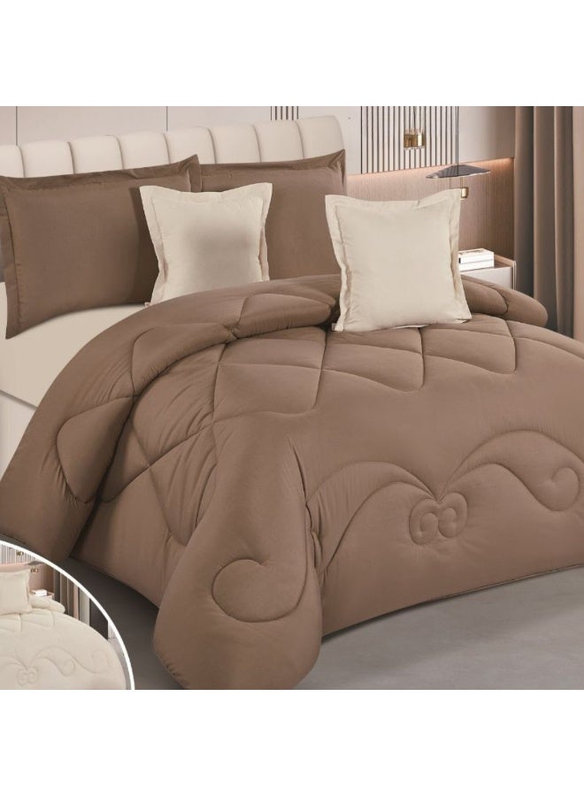 SMART HOME Luxury Hotel Bedding Set – 6-Piece Duvet Cover Set – Bedding Set Includes: Duvet Cover with Filling, Fitted Sheet, 2 Pillowcases, and 2 Square Cushion Covers – Soft and Comfortable Sleeping Set – Duvet Cover Size: 250X230 cm - Image 4
