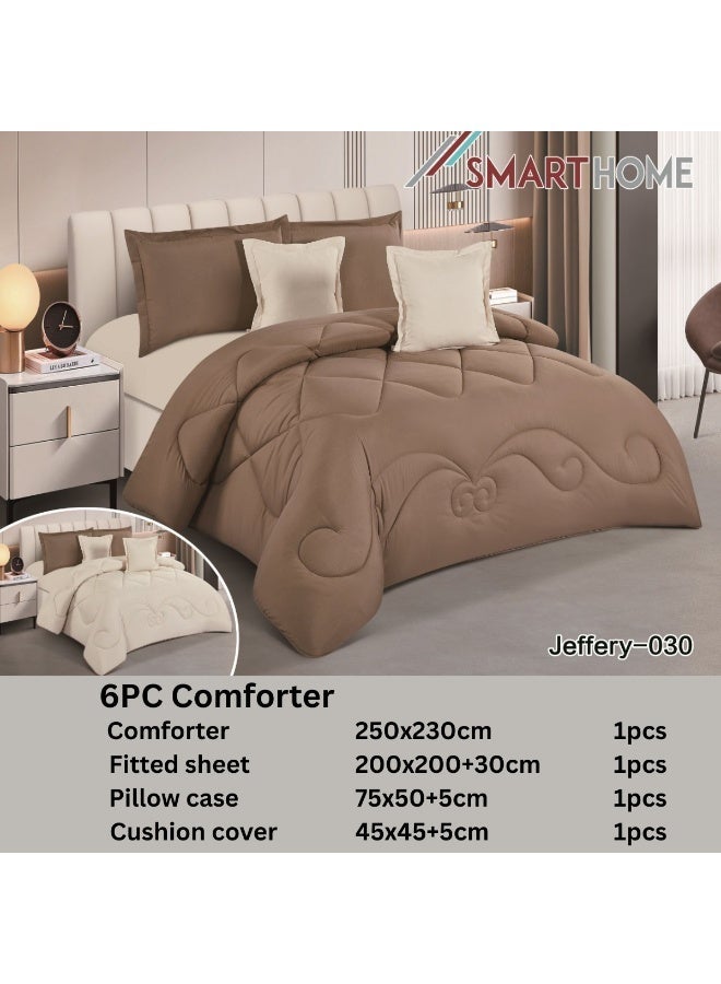 SMART HOME Luxury Hotel Bedding Set – 6-Piece Duvet Cover Set – Bedding Set Includes: Duvet Cover with Filling, Fitted Sheet, 2 Pillowcases, and 2 Square Cushion Covers – Soft and Comfortable Sleeping Set – Duvet Cover Size: 250X230 cm - Image 2
