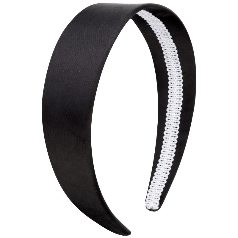 Wecoe Womens 16 Inch Wide Black Silk Satin Headband Non Slip Fashion Plain Head Band DIY Hair Accessories for Women Girls Holiday Hair Accessories Gifts