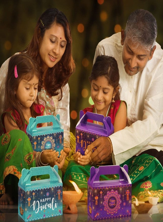 Nezyo 16 Pcs Happy Diwali Gable Boxes Rangoli Lantern Favor Packaging Containers Indian Deepavali Candy Gift Treat Containers Goodie Box for Diwali Party Decorations Lights Festival, 4 Style - Image 5