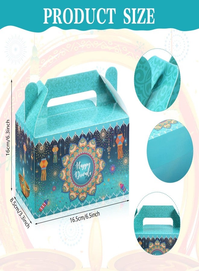 Nezyo 16 Pcs Happy Diwali Gable Boxes Rangoli Lantern Favor Packaging Containers Indian Deepavali Candy Gift Treat Containers Goodie Box for Diwali Party Decorations Lights Festival, 4 Style - Image 2