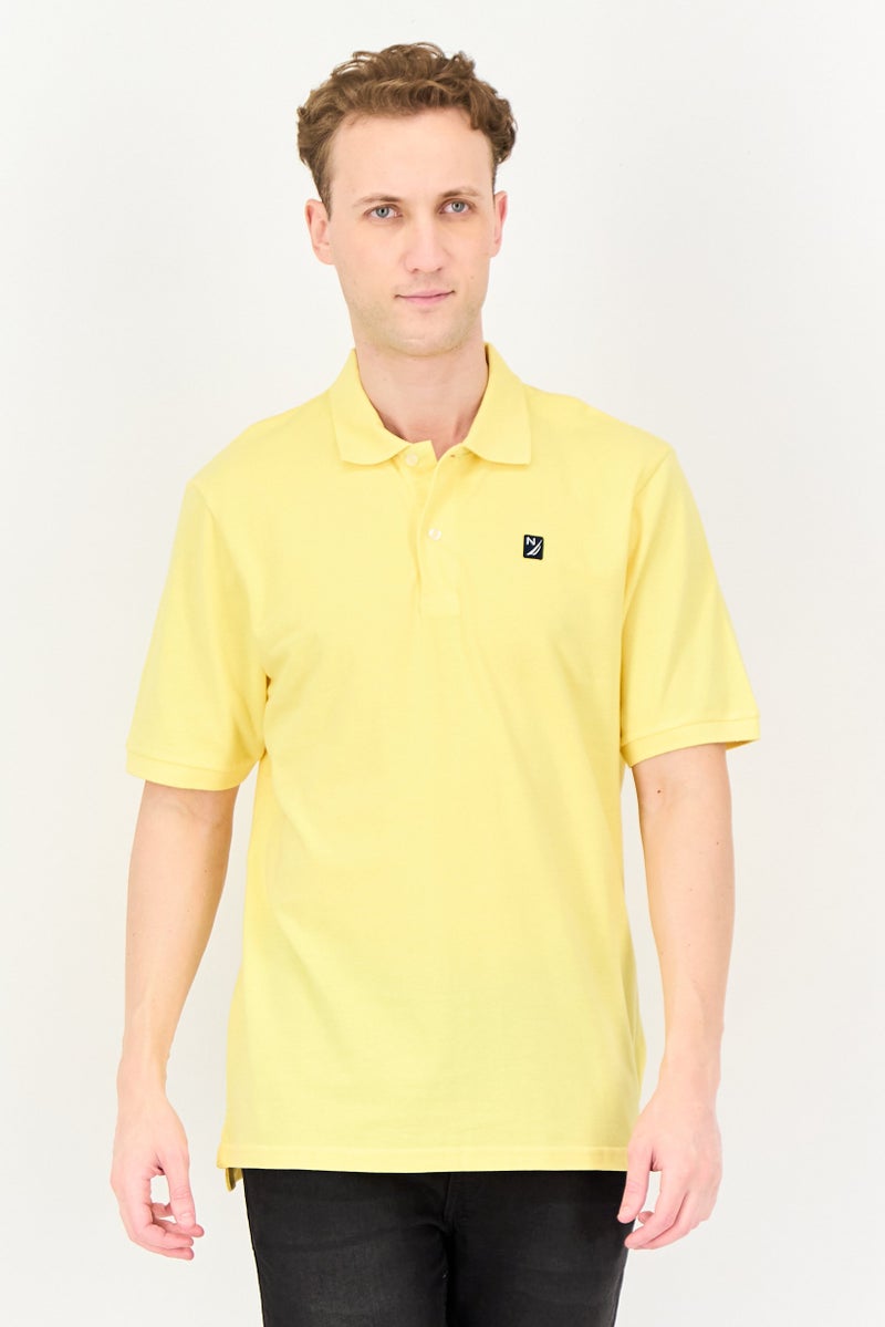 NAUTICA Men Regular Fit Short Sleeve Brand Logo Polo, Yellow - Image 1