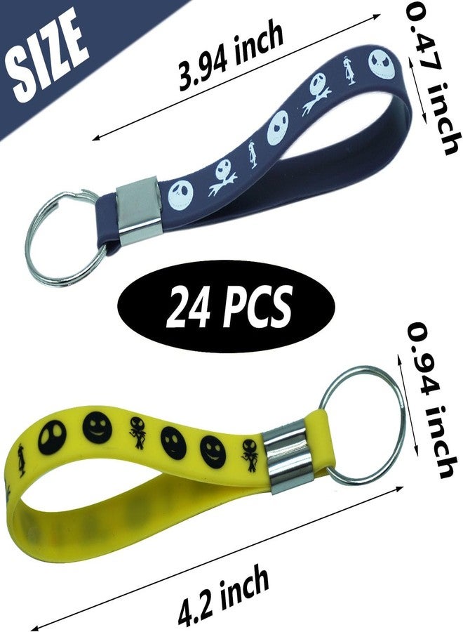 كوبا بلاي 24 قطعة من سلاسل المفاتيح المطاطية لحفلات الهالوين والكريسماس، هدايا ومستلزمات حفلات الهالوين، زينة، حشوات، حلقات مفاتيح سيليكون - Image 4